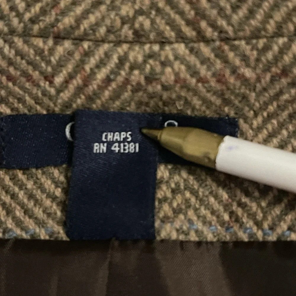 Chaps Women's Brown Herringbone Tweed Plaid Blazer Jacket – Size Medium - Picture 5 of 12